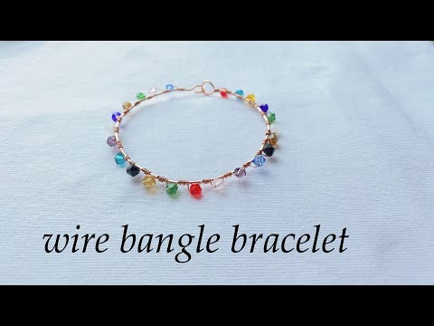 Wire wrapped Banlge Bracelet/Making simple and easy bracelet/handmade wire wrapped crystal bracelet