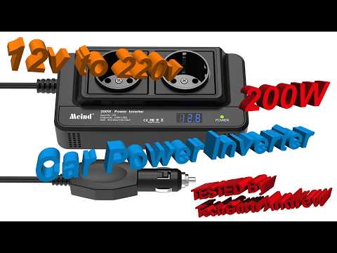 200W Multi-Port Car Power Inverter 12V DC to 110V/120V AC,Small Auto Outlet Adapter-24W USB A/C&3 Plug for Laptop,Portable Inverters for Vehicle Minivan SUV RV Road Trips Camping Essential(Black) video review thumbnail