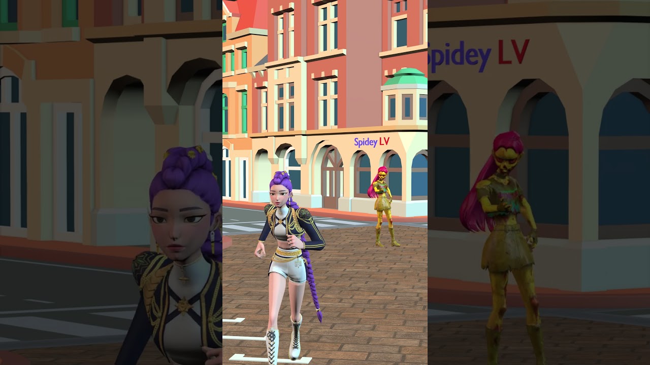 Rumi-Mira-Zoey-and-Jinu-run-away-from-zombies #shorts #animation #kpopdemonhunters #23