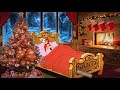 CHRISTMAS 🎅 Oldies playing in another room w people chatter + cozy fireplace Ambience ❄️2 HOURS ASMR