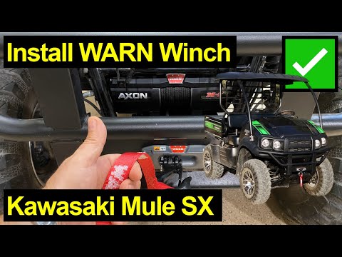Kawasaki Mule SX Installing Winch (WARN AXON 35-S Synthetic Rope)