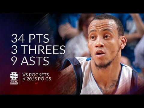 Monta Ellis 34 pts 3 threes 9 asts vs Rockets 2015 PO G3