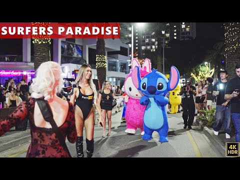 [4K HDR] Schoolies Saturday Night CHAOS - Gold Coast Surfers Paradise 2025 (30 Min)