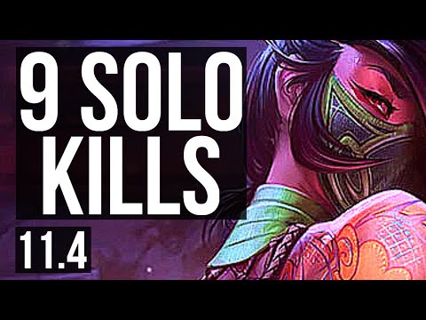 AKALI vs YASUO (MID) | 9 solo kills, Legendary, 300+ games | NA Diamond | v11.4