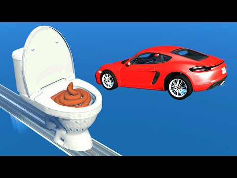 Cars Jumping Into Toilet - BeamNG Drive