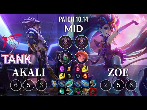 TLN Tank Akali vs Zoe Mid - KR Patch 10.14