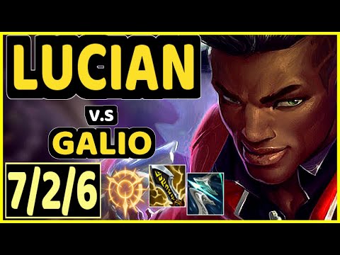 LUCIAN vs GALIO - 7/2/6 KDA MID CHALLENGER GAMEPLAY - KR