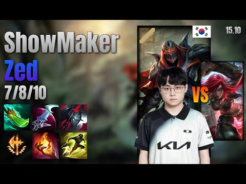 ShowMaker Mid Zed vs Katarina lol KR solo rank Full Game 15.10 | 쇼메이커 제드 vs 카타리나