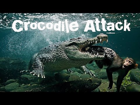 "unbelievable AI Created a Realistic Crocodile Attack!  Monkey in Danger | Veo3 