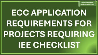 ECC Application Requirements for Projects Requiring IEE Checklist Category B Project