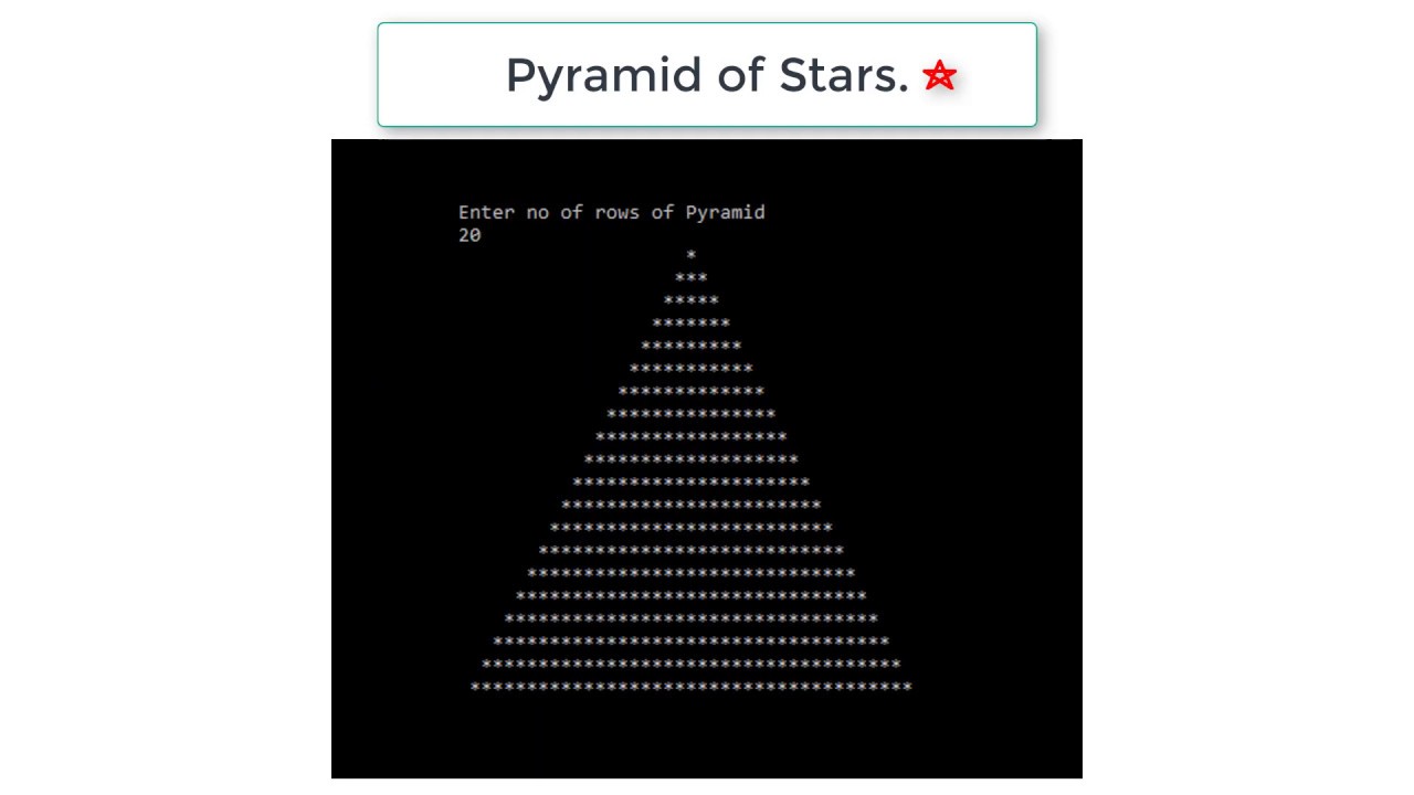 C Program To Draw Pyramid of Stars, using While Loop