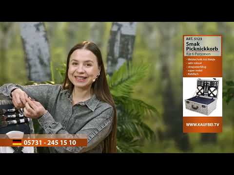 Плетёная корзина для пикника с керамической посудой Smak ЛЮКС
