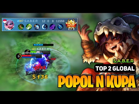 GOLDLANE! Popol And Kupa Best Build 2023 [ Top Global Popol Kupa Gameplay ] S.A.B.E.R - MLBB
