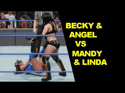 WWE 2K19 Becky Lynch & Angel Flores vs Mandy Rose & Linda - Elimination Tag