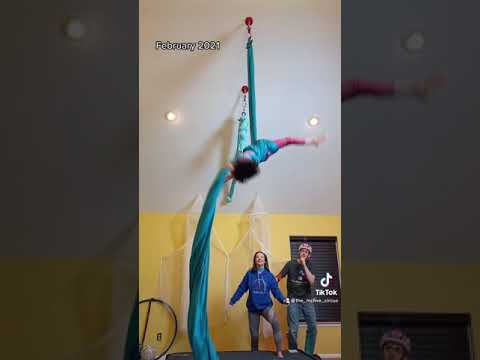 I think her dad regrets getting her aerial silks...😬