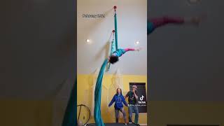I think her dad regrets getting her aerial silks...😬