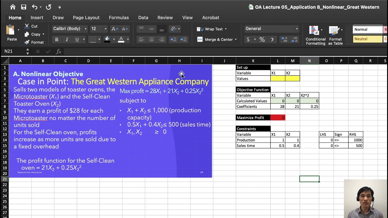 Lecture 05 15 Nonlinear Programming Excel Solver