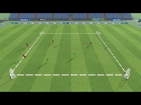 Dribbelspiel - 3 gegen 3 auf 4 Ecktore