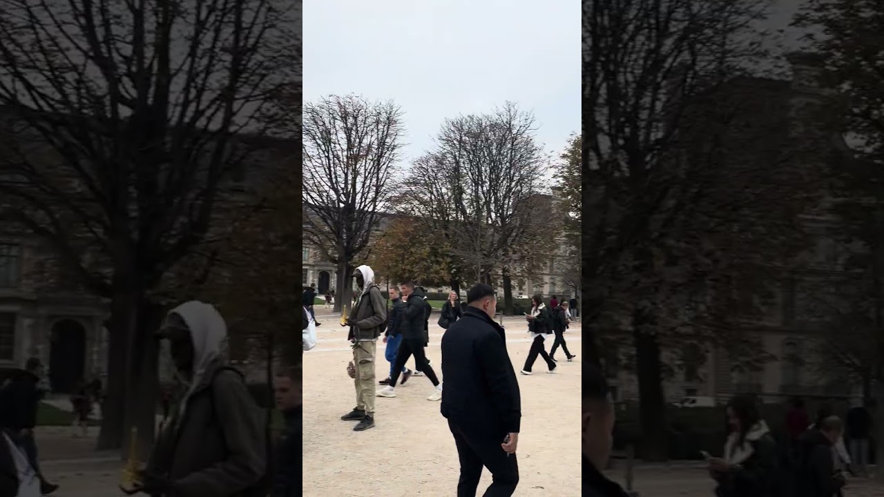 פודטראק (בית קפה) ושער הניצחון ליד רחבת מוזיאון הלובר בפריז