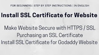 Install SSL Certificate for Godaddy Website | Make Website Secure with HTTPS / SSL | Purchase SSL