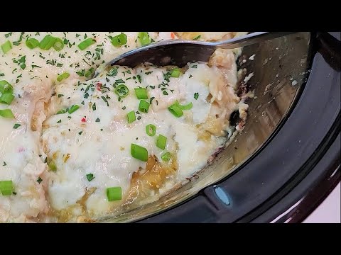 SLOW COOKER Green Chicken Enchilada Casserole | Simply...