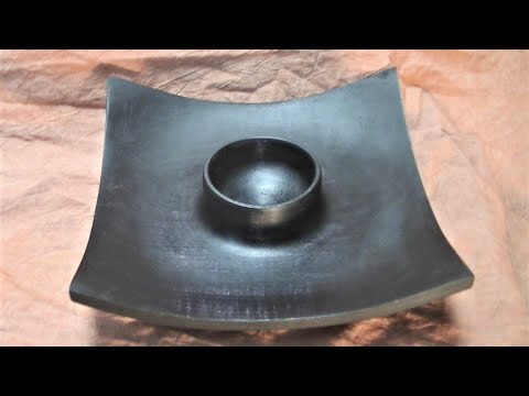 woodturning an ebonized maple chip and dip bowl