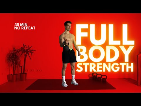 KETTLEBELL FULL BODY STRENGTH Workout / Follow along No Repeat