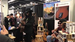 Larry Mitchell and Mike Gallagher at the Tonewoodamp Booth  - NAMM 2017