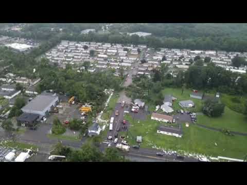 Drone Footage Of Storm/Possible Tornado Damage In Bensalem