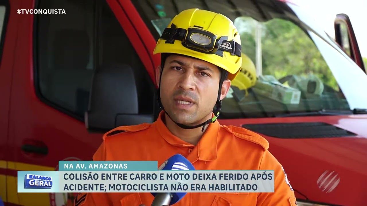 Acidente entre carro e moto deixa motociclista ferido em Lucas do Rio Verde