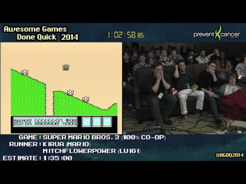 Super Mario Bros 3 SPEED RUN :: 100% Co-op (1:26:34) +Any% Run [NES] #AGDQ 2014
