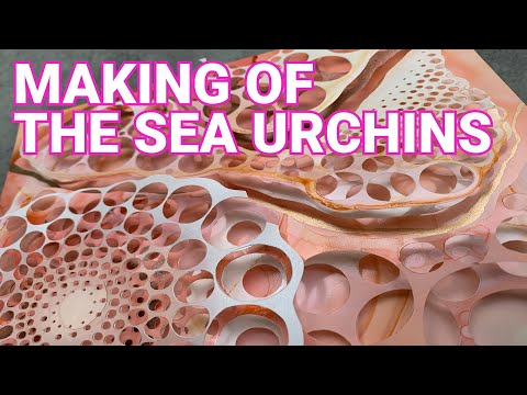 Sea urchins. Alcohol Ink on Yupo. Soldering iron 3D ink art