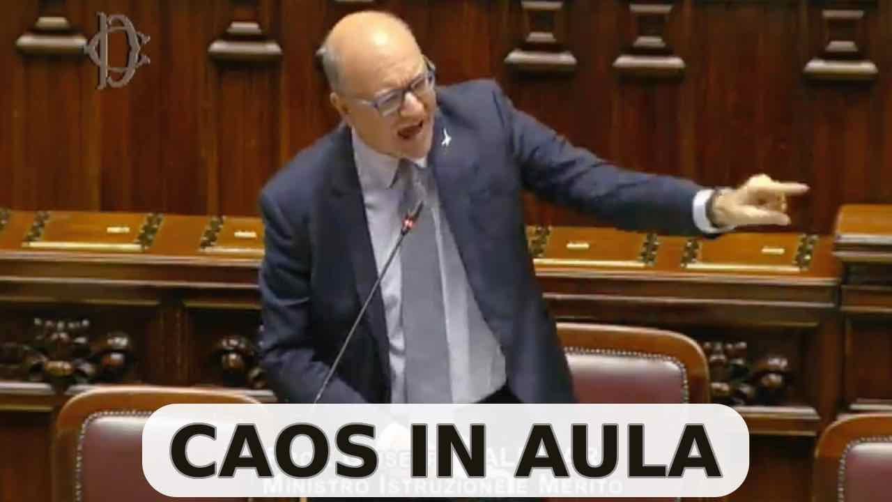 BAGARRE ALLA CAMERA DURANTE L’INTERVENTO DEL MINISTRO VALDITARA