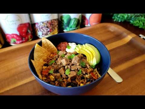 Steak Bites Burrito Bowl | Meal in a Jar | Freeze Dried Ingredients | Shelf-Stable Beef Dices
