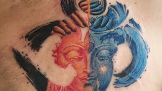 Watercolour Tattoo TimeLapse - ShivOm - Shiva is the Universal Vibration - Aum