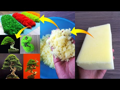 How to make realistic artificial moss/grass using sponge foam | Homemade green grass/moss DIY