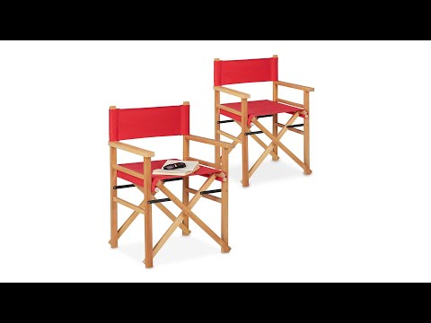 Roter Regiestuhl im 2er Set Braun - Rot - Holzwerkstoff - Textil - 58 x 87 x 53 cm