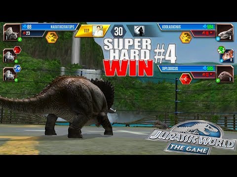 SUPER HARD WIN #4 - NOOB NASUTOCERATOPS and DEATH BATTLE | JURASSIC WORLD THE GAME
