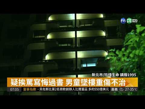 疑挨罵寫悔過書 男童墜樓重傷不治