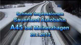 preview picture of video 'A45 Sauerland Autobahnbrücke bei Meinerzhagen am 20.1.2013 bei Schnee TVAlpino21NRW'