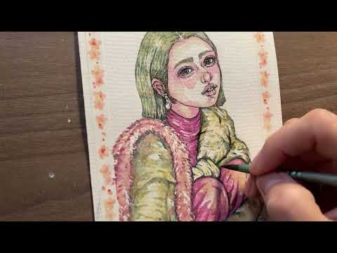 2025 How to draw a Lolita in watercolor,手繪少女的療癒插畫“Lolita” 蘿莉水彩畫女孩, paint with me跟我一起水彩手繪#Hey moe黑毛畫畫