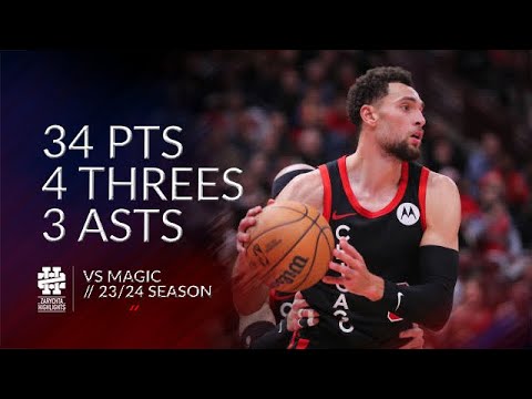 Zach LaVine 34 pts 4 threes 3 asts vs Magic 23/24 season