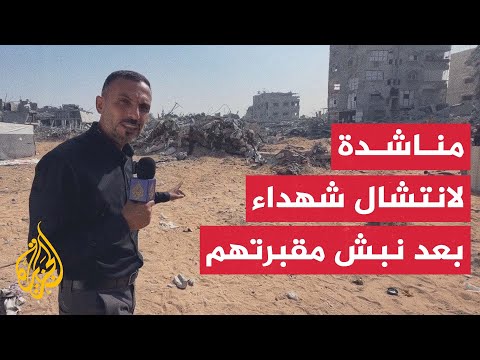 فيديو | مناشدة أهالي منطقة أبو الأمين بحي الشيخ رضوان في غزة لانتشال شهداء مقبرة جماعية بملعب لكرة القدم