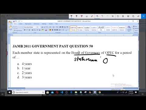 JAMB 2011 GOVERNMENT PAST QUESTION 50 OPEC