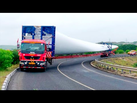 Extremely Longest Wind Turbine Blade Transportation in India | 120M blade length - Doll wind blade