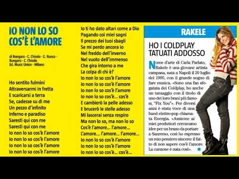 Rakele - Io non lo so cos'è l'amore (TESTO) {SANREMO 2015 - Sezione Nuove proposte}