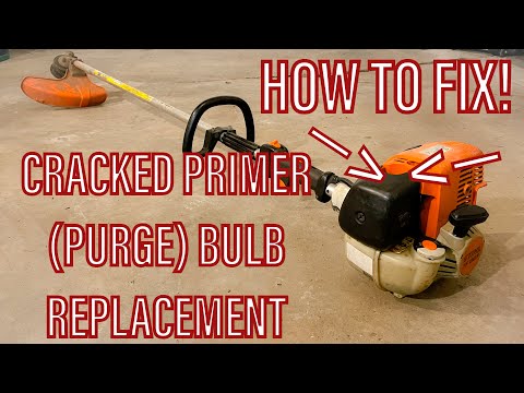 How to quickly change a cracked primer (purge) bulb on a Stihl Pro string trimmer! (Step by step!)