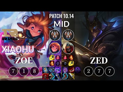 RNG Xiaohu Zoe vs Zed Mid - KR Patch 10.14