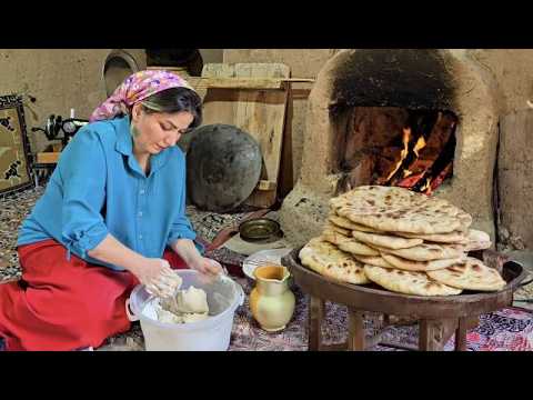 Authentic Persian Breakfast: Fresh Bread & Butter | Traditional Cooking by the Spring in Rural Iran