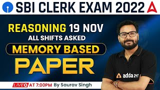 SBI Clerk Pre 2022 19 Nov, All Shifts Memory Based Paper Analysis | by Saurav Singh